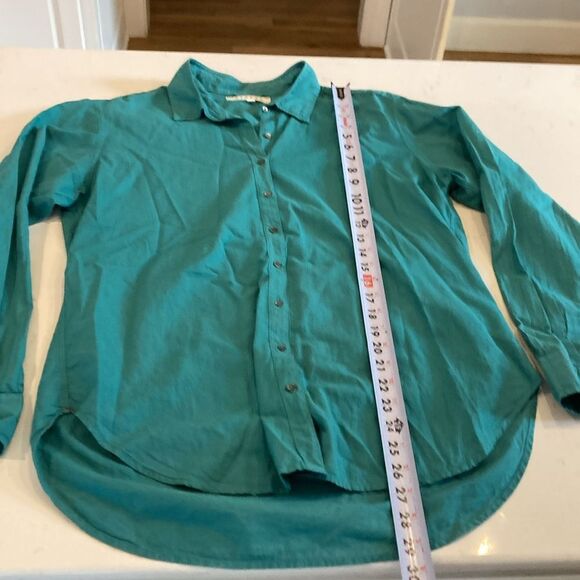 Xirena Blue Teal 100% Cotton Long Sleeve Beau Button Down Shirt Lightweight S - Picture 10 of 11